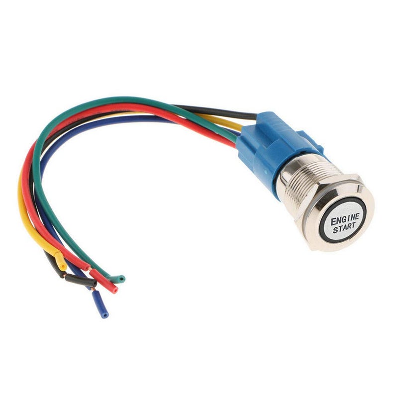 ESUPPORT 12V Car Vehicle Blue LED Light Headlight Push Button Metal Toggle Switch Socket Plug 19mm Engine Start - Image 3